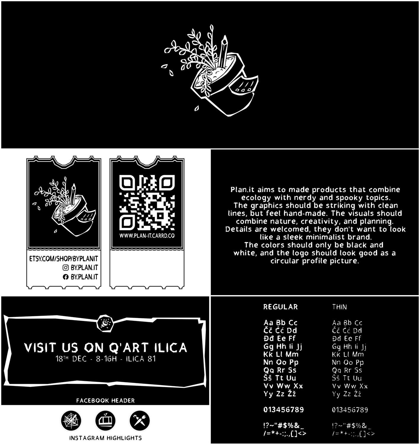 plan.it - logo, business card, facebook header, instagram icons, custom font