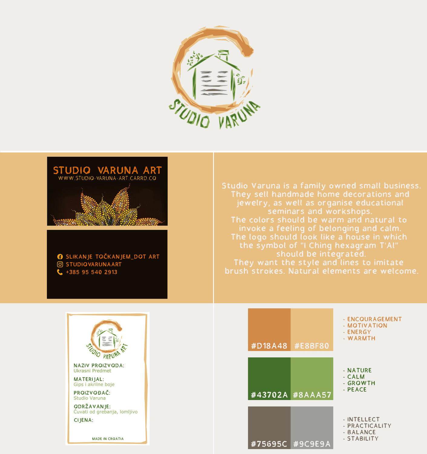 Studio VARUNA Art - logo, business card, product label, color choices