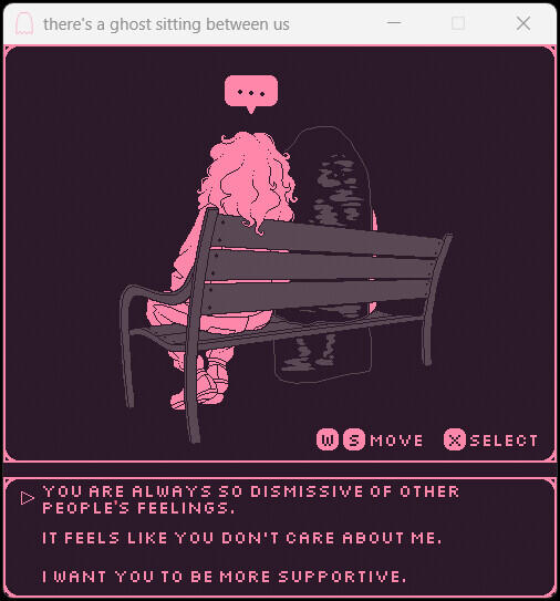 "there is a ghost sitting between us" - art, animation, code, sounds made by me (click for link)