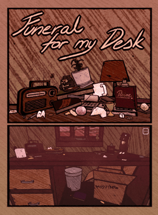 "Funeral for My Desk" - Code, 2d art, texturing made by me; 3d models, music and sound recording, animations made by Jurica Barišić